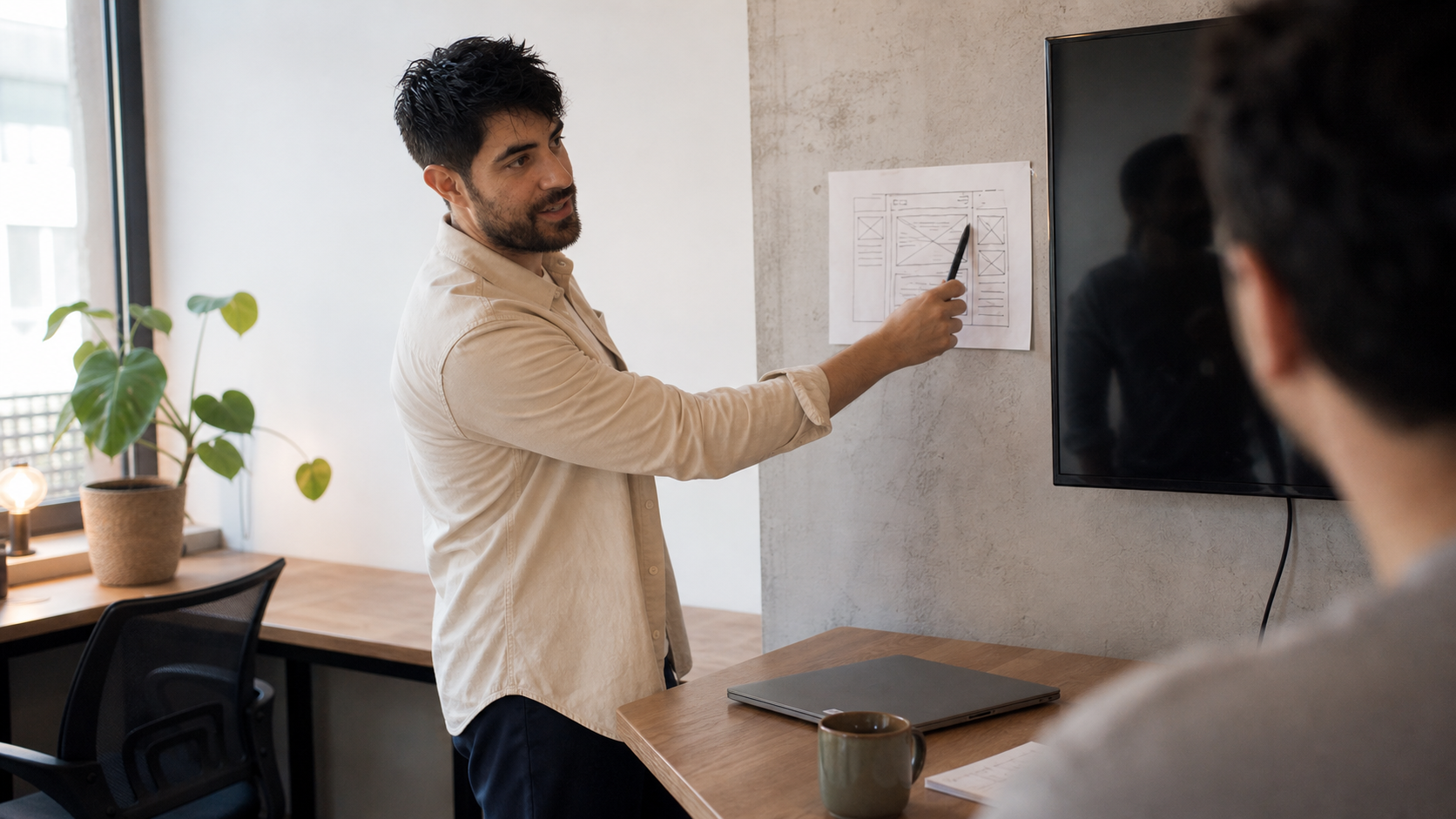 Nicolás Gómez facilitando una sesión de trabajo con un equipo